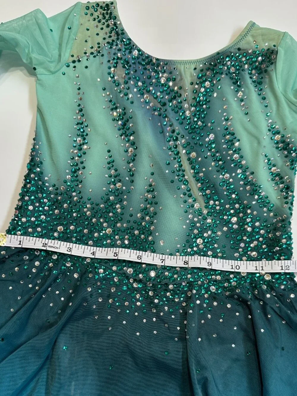 New Green Crystal Figure Skating Dress Approx. Girls 8–10